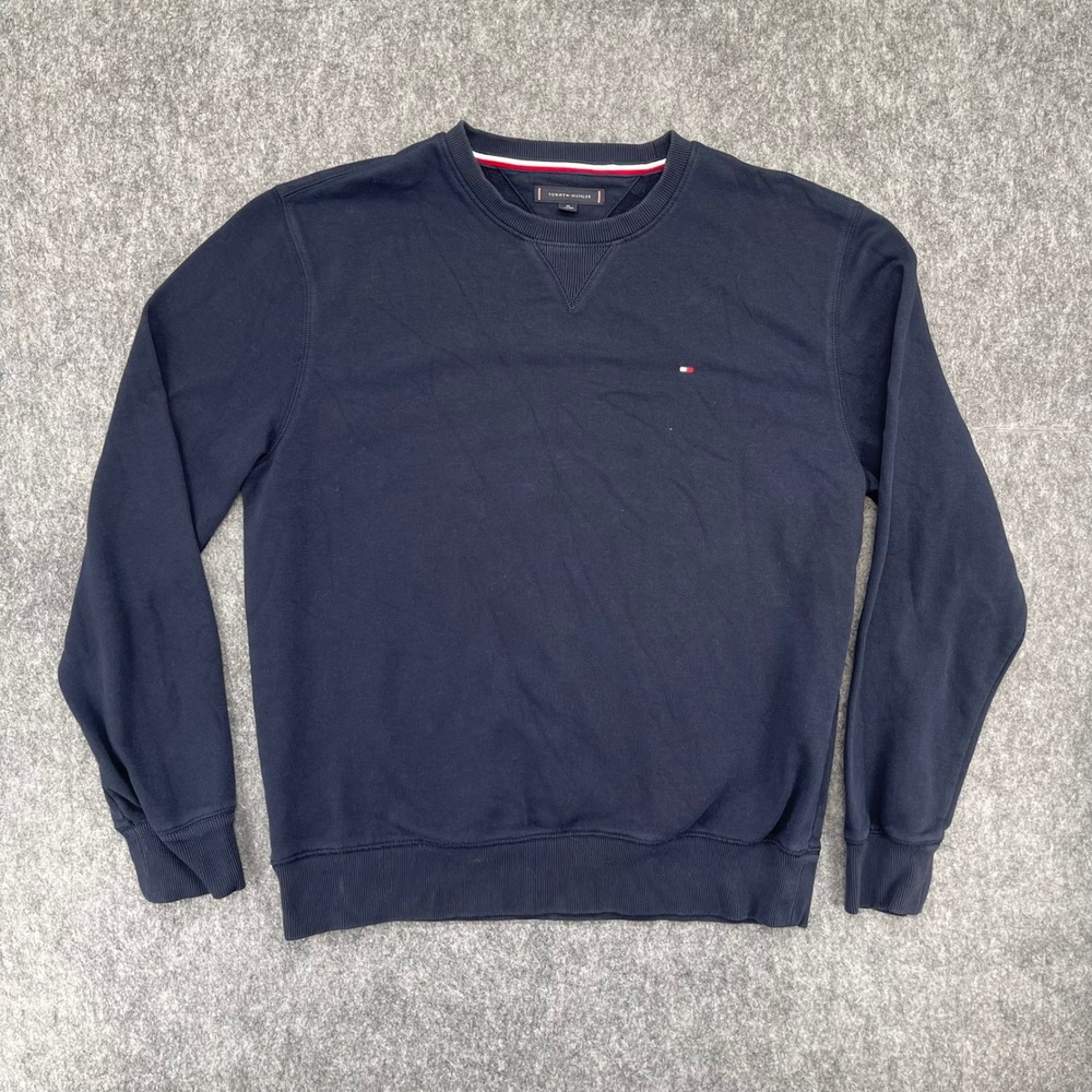 Tommy Hilfige Sweatshirt Mens XL Crewneck Navy Blue Embroidered Logo
